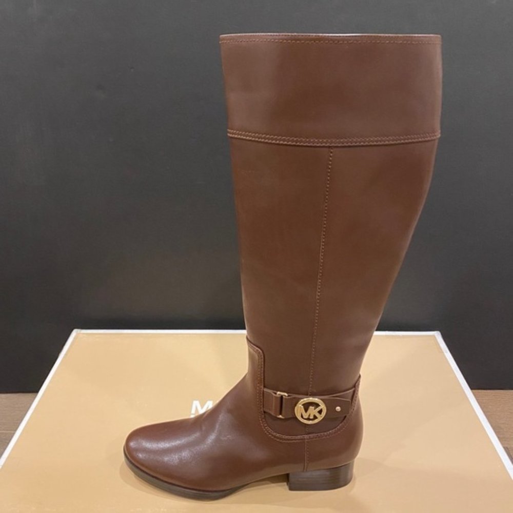 Michael Kors MK Harland Brown Riding Knee Tall Boots Shoes Flats 7 Wide Calf NEW - Picture 3 of 4